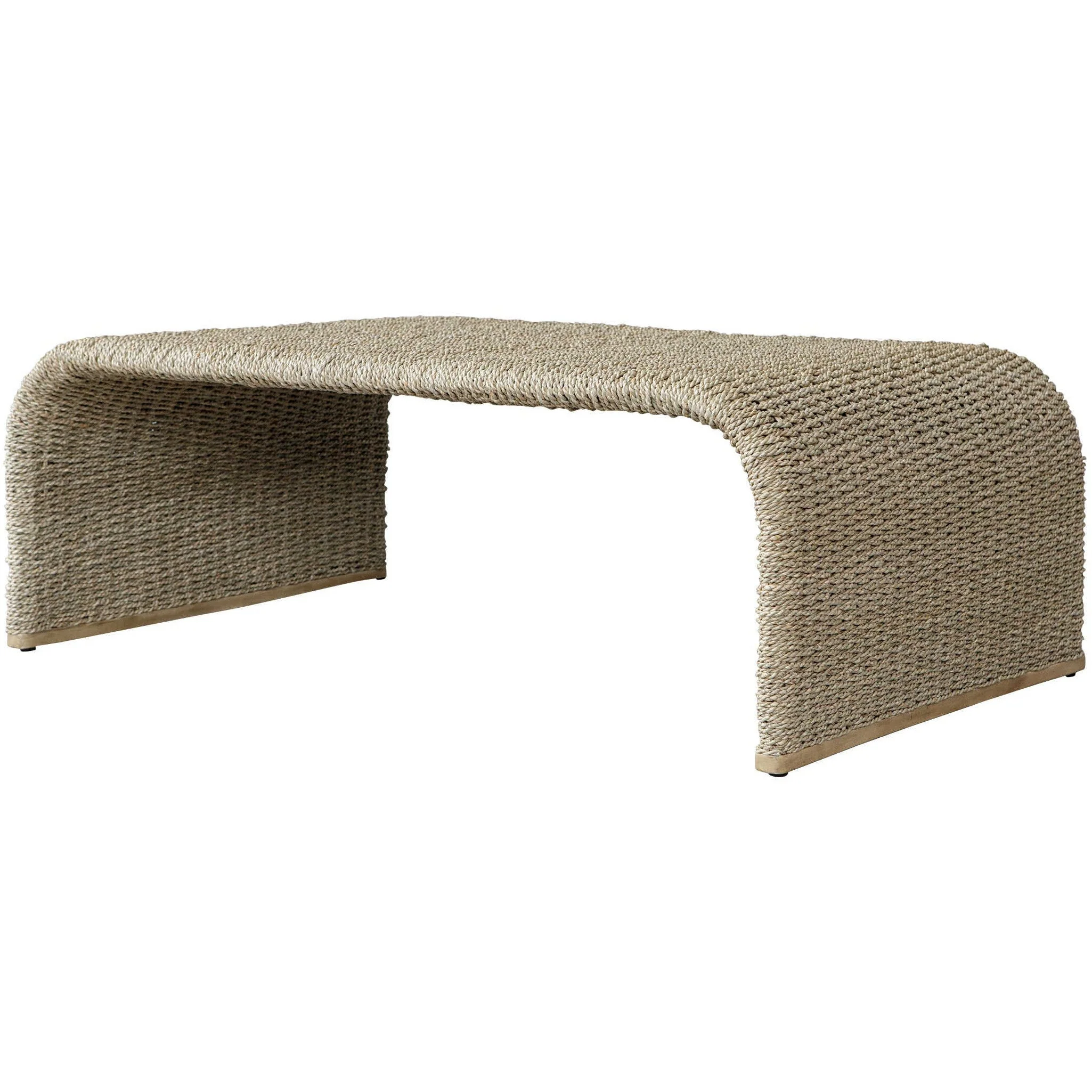 Uttermost Calabria Woven Seagrass With Mango Wood Plinth Base Coffee Table - Image 4