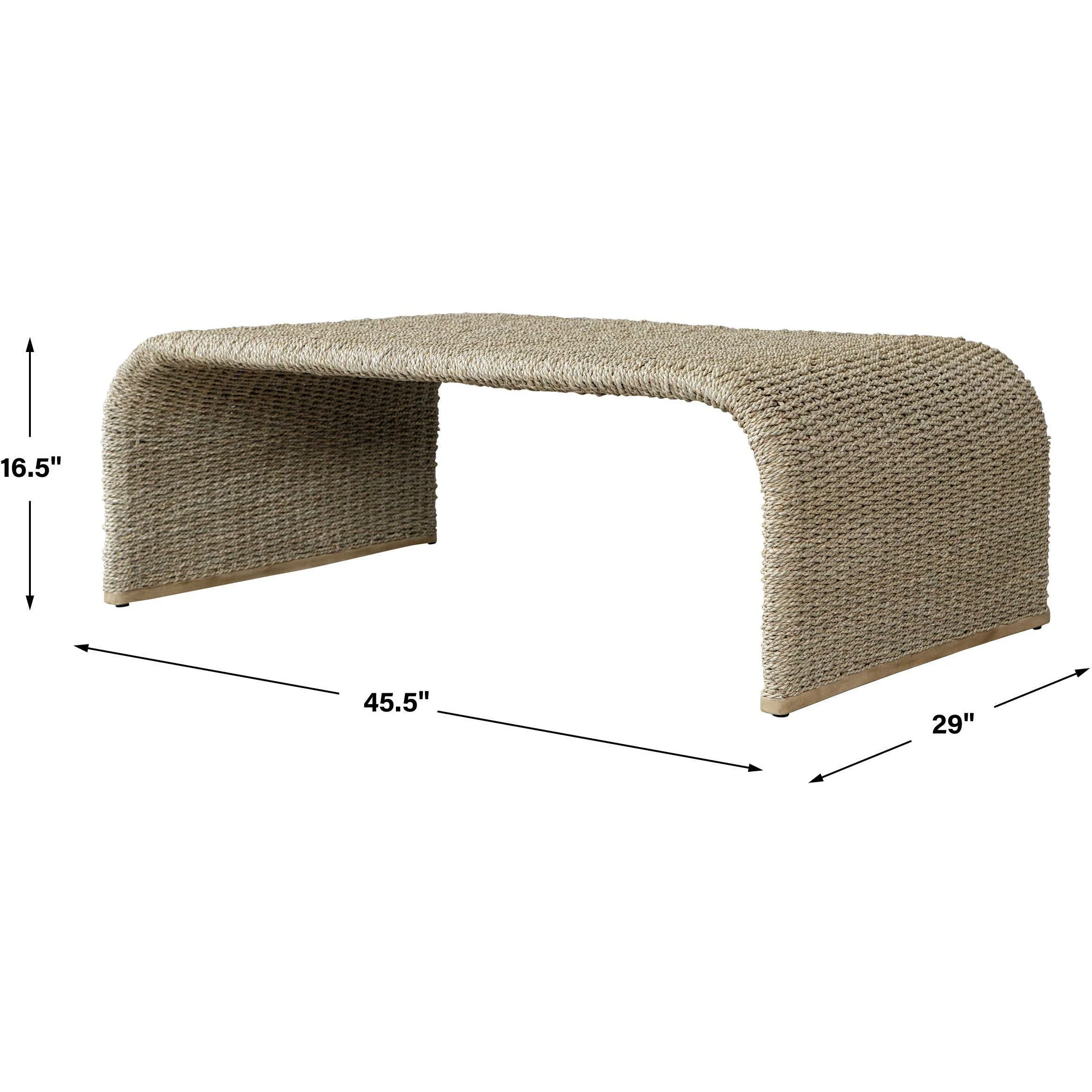 Uttermost Calabria Woven Seagrass With Mango Wood Plinth Base Coffee Table - Image 5