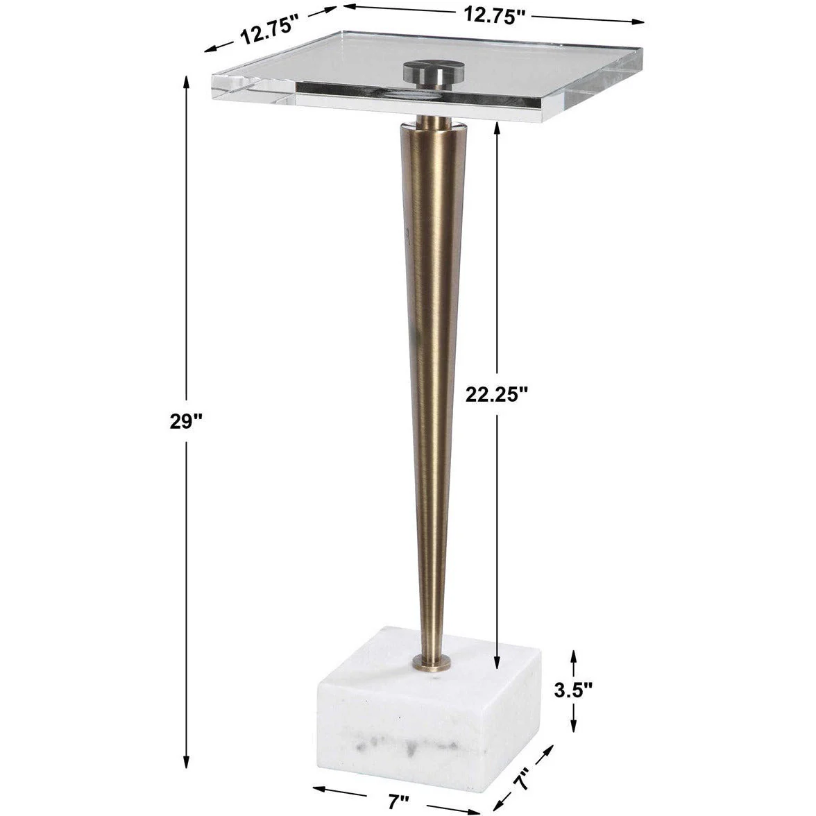 Uttermost Campeiro Crystal Top With Brushed Brass and White Marble Accent Drink Table - Image 5