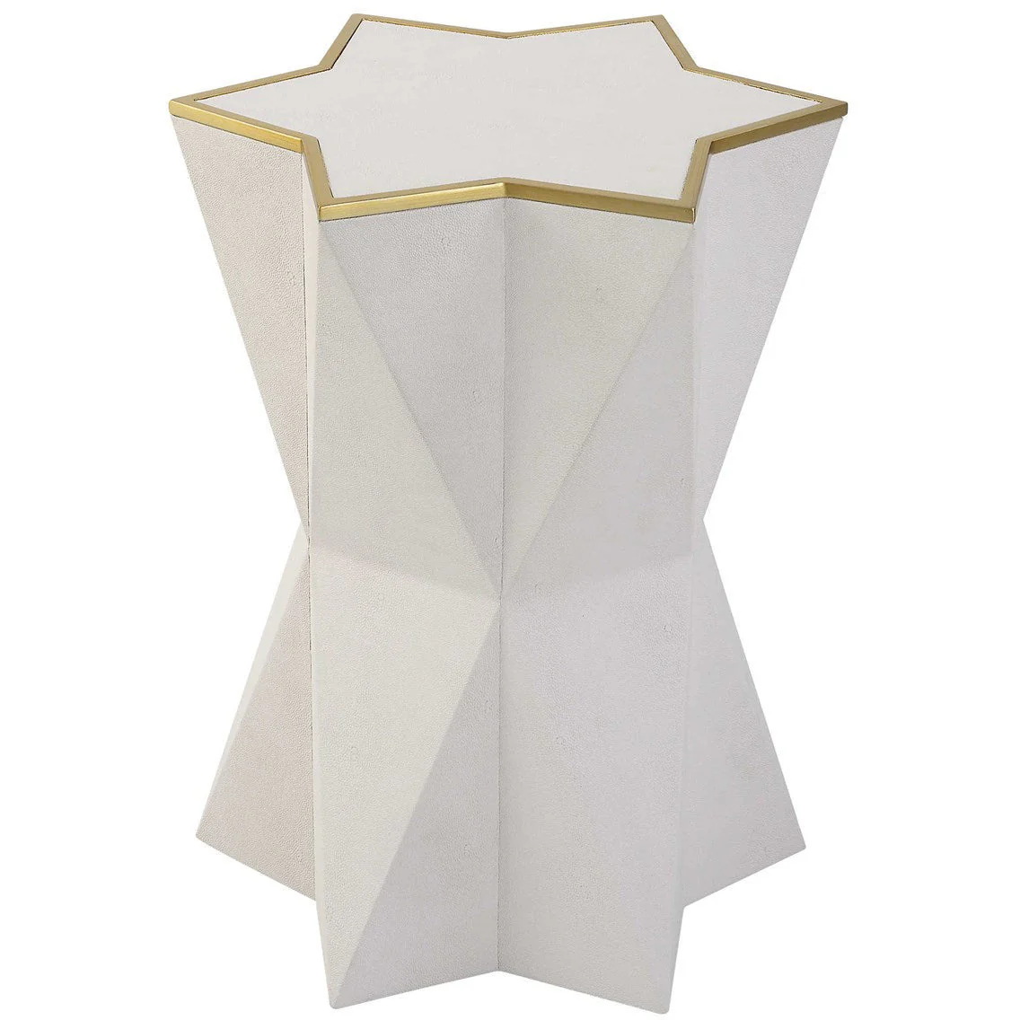 Uttermost Capella White Faux Shagreen Wrap Modern Accent Table - Image 3