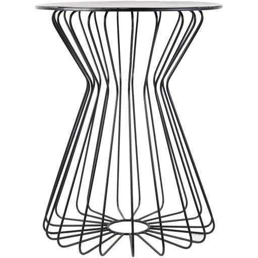 Surya Carlee Modern Black Top With Black Metal Base Round Accent Side Table RAC-001 - Image 2