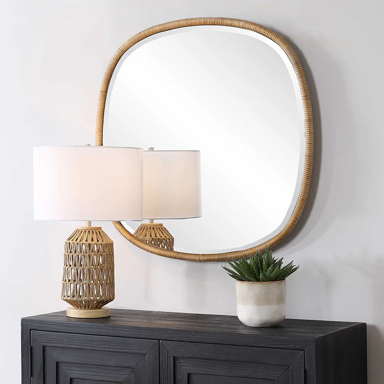 Casa Bella Living Natural Rattan Round Mirror - Image 2