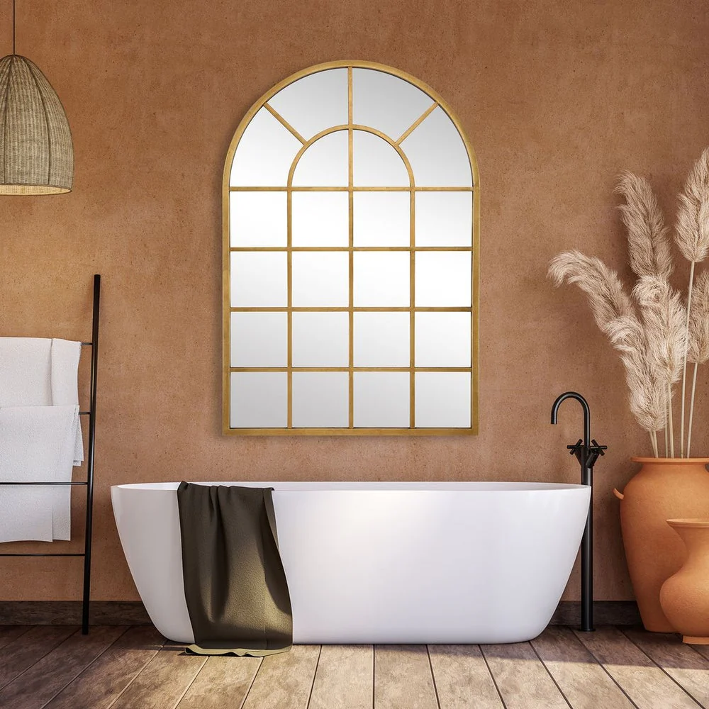Casa Bella Living Gold Leaf Windowpane Mirror