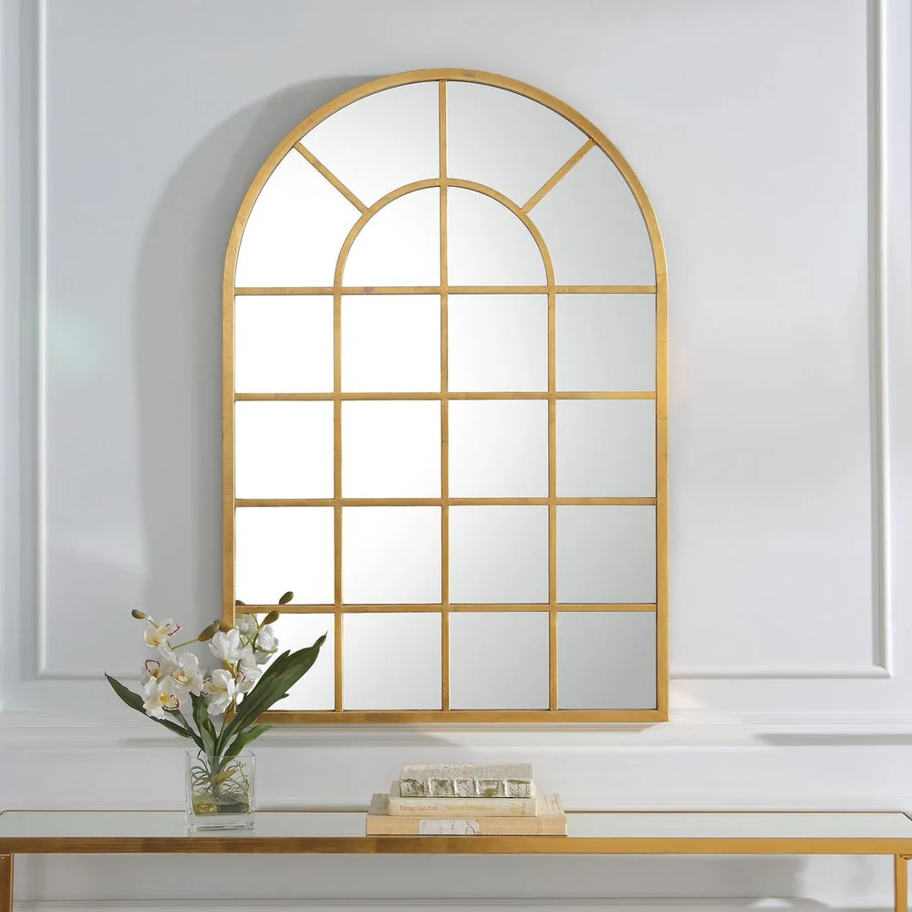Casa Bella Living Gold Leaf Windowpane Mirror - Image 2