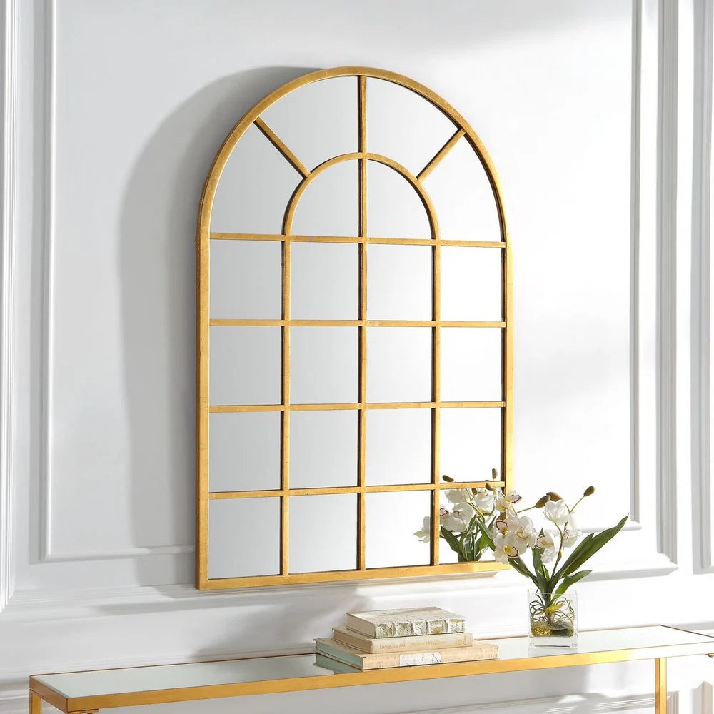 Casa Bella Living Gold Leaf Windowpane Mirror - Image 3