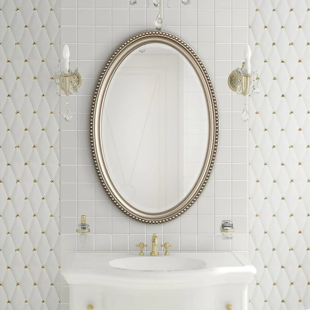 Casa Bella Living Oval Beaded Silver Finish Mirror