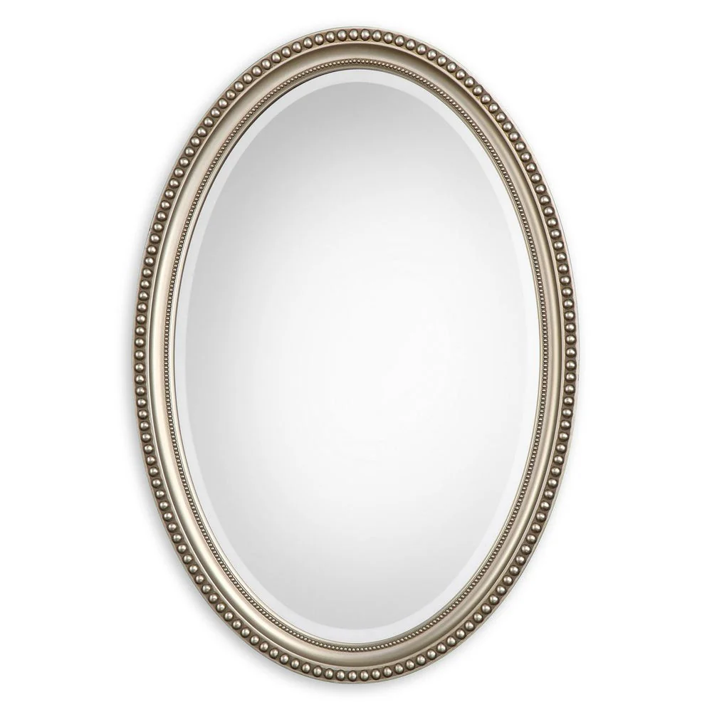 Casa Bella Living Oval Beaded Silver Finish Mirror - Image 5