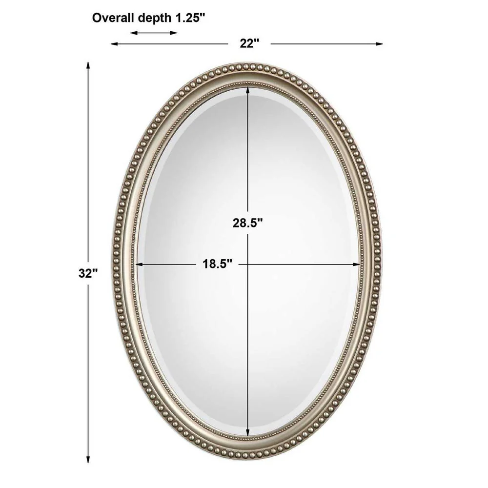 Casa Bella Living Oval Beaded Silver Finish Mirror - Image 8