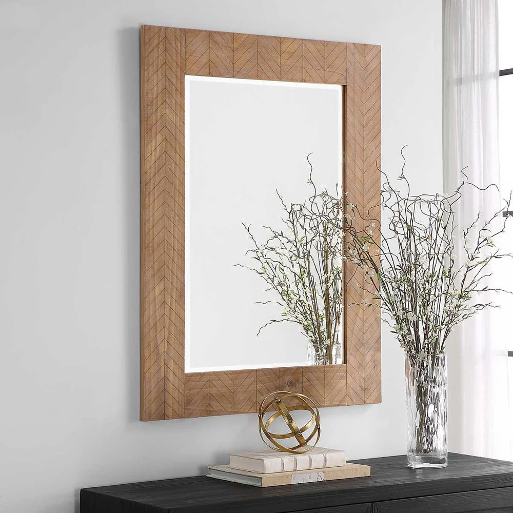 Casa Bella Living Chevron Wood Framed Mirror - Image 2