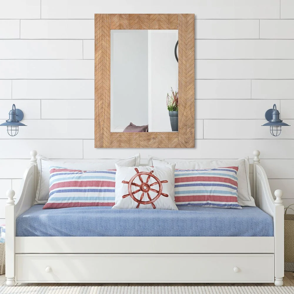 Casa Bella Living Chevron Wood Framed Mirror - Image 3
