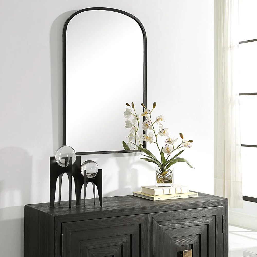 Casa Bella Living Arched Top Matte Black Framed Mirror - Image 2