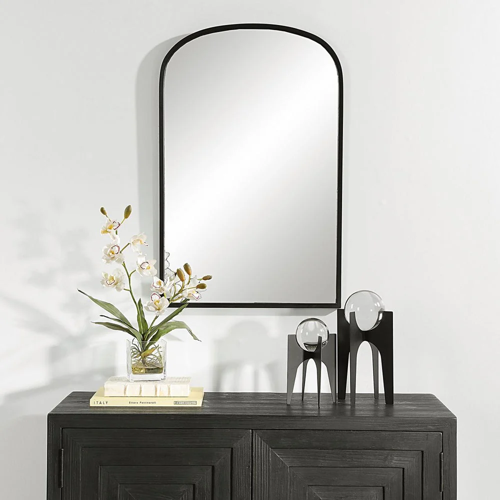 Casa Bella Living Arched Top Matte Black Framed Mirror - Image 3