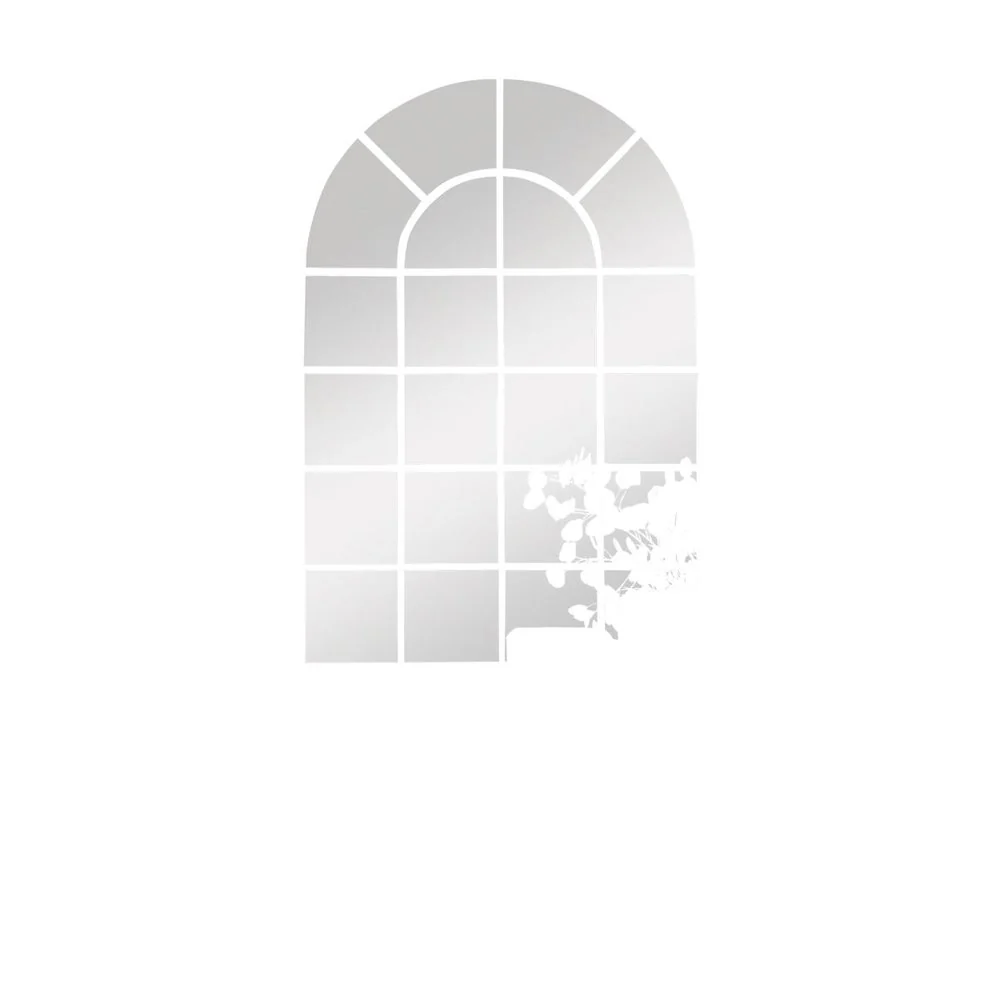 Casa Bella Living Rustic Gray Arched Windowpane Mirror - Image 4