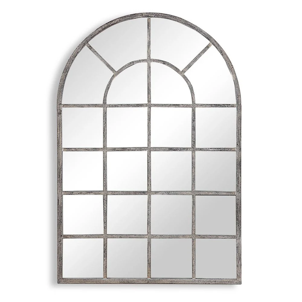 Casa Bella Living Rustic Gray Arched Windowpane Mirror - Image 5