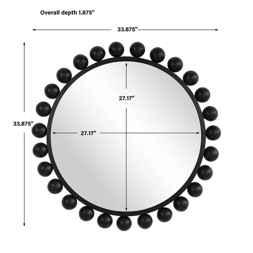 Casa Bella Living Round Metal Dome Shaped Ornaments Framed Round Mirror - Image 8