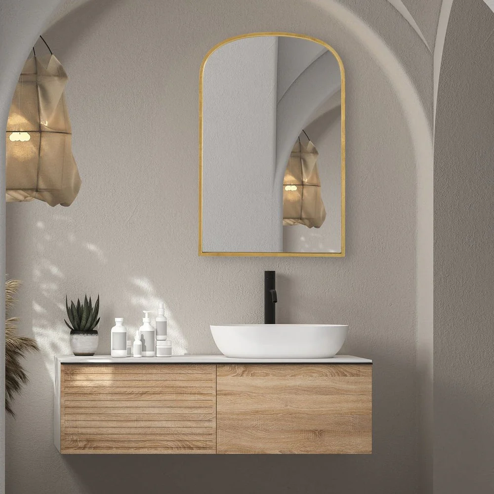 Casa Bella Living Arched Unique Gold Leaf Framed Mirror