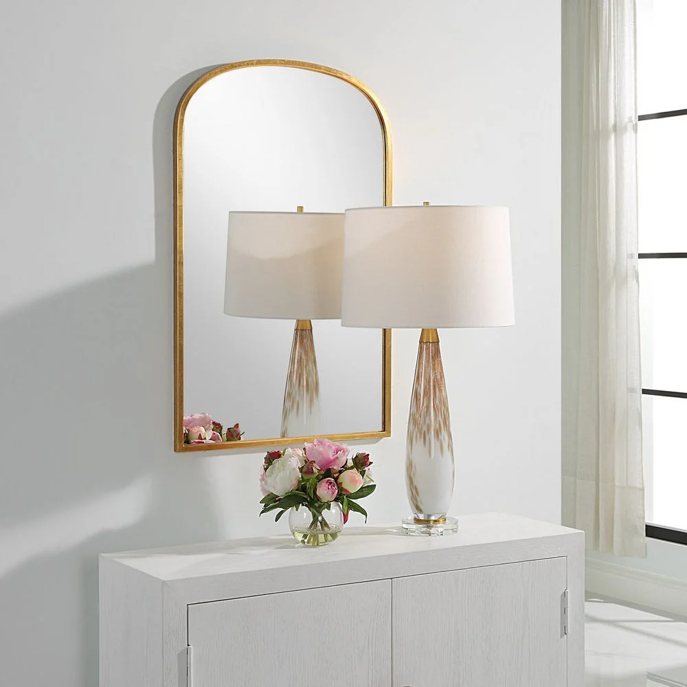 Casa Bella Living Arched Unique Gold Leaf Framed Mirror - Image 2