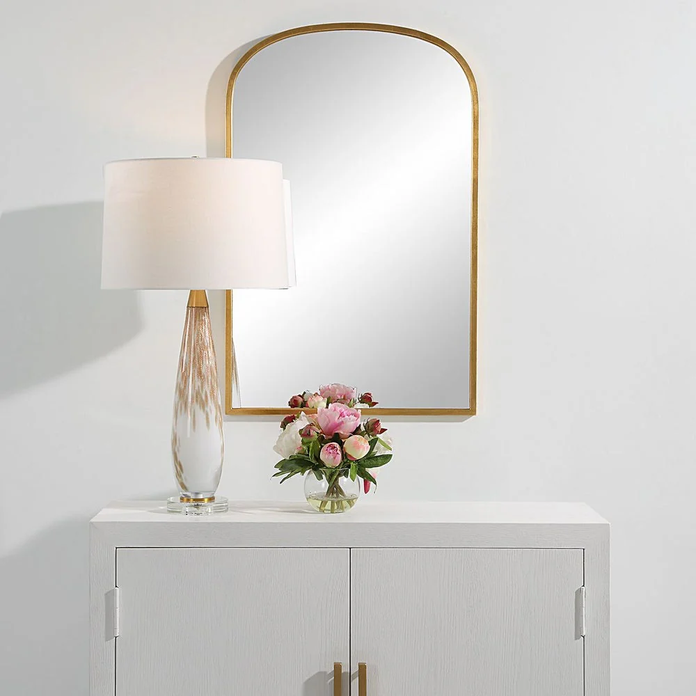 Casa Bella Living Arched Unique Gold Leaf Framed Mirror - Image 3