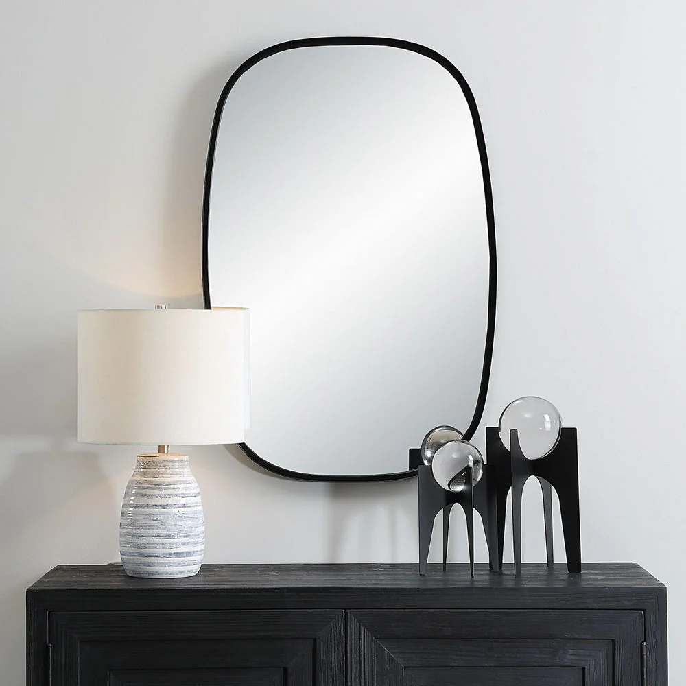 Casa Bella Living Rounded Corners Satin Black Framed Mirror - Image 3