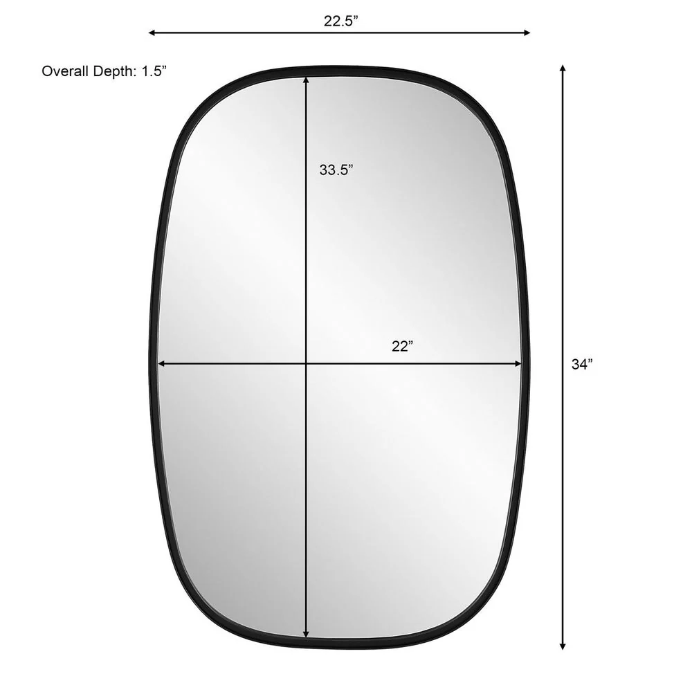 Casa Bella Living Rounded Corners Satin Black Framed Mirror - Image 6