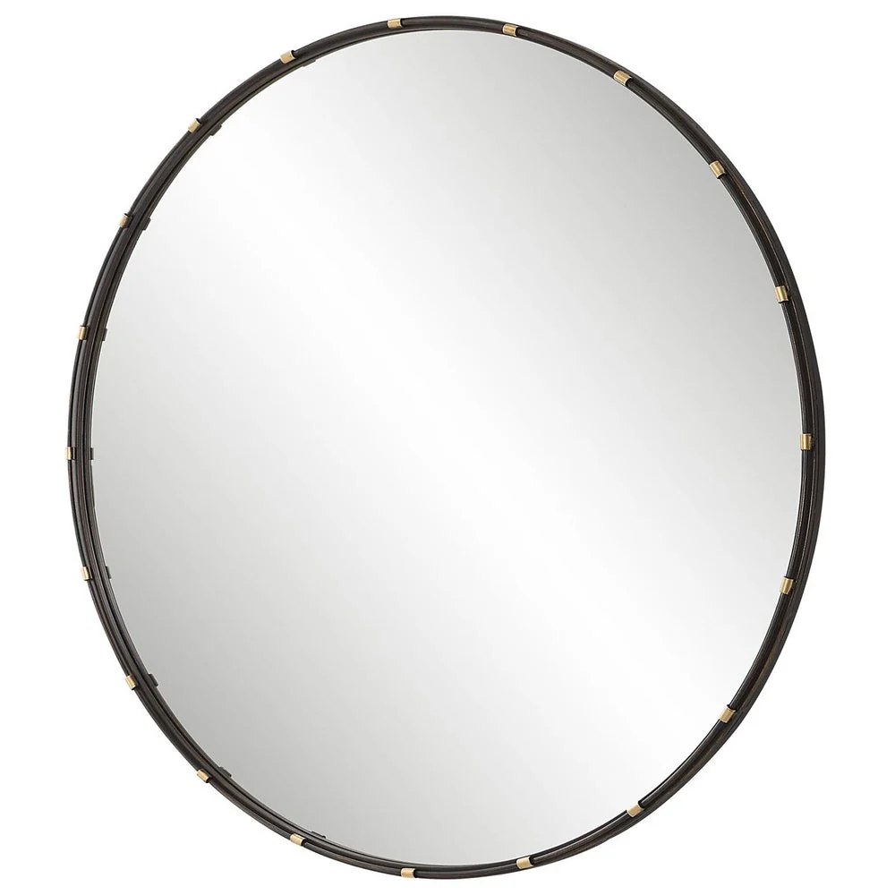 Casa Bella Living Dark Rich Bronze With Small Antique Gold Rings Framed Mirror - Image 5