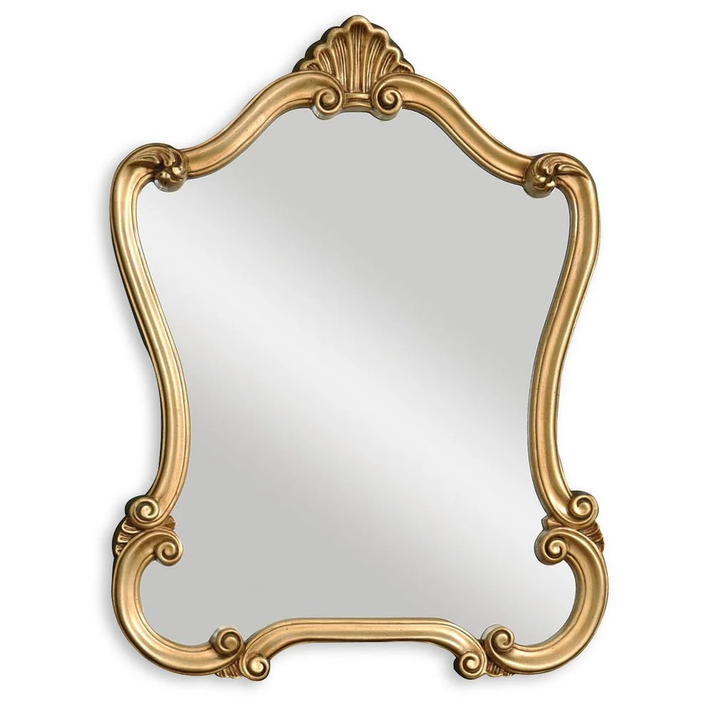 Casa Bella Living Traditional Lightly Distressed Gold Framed Mirror - Image 3