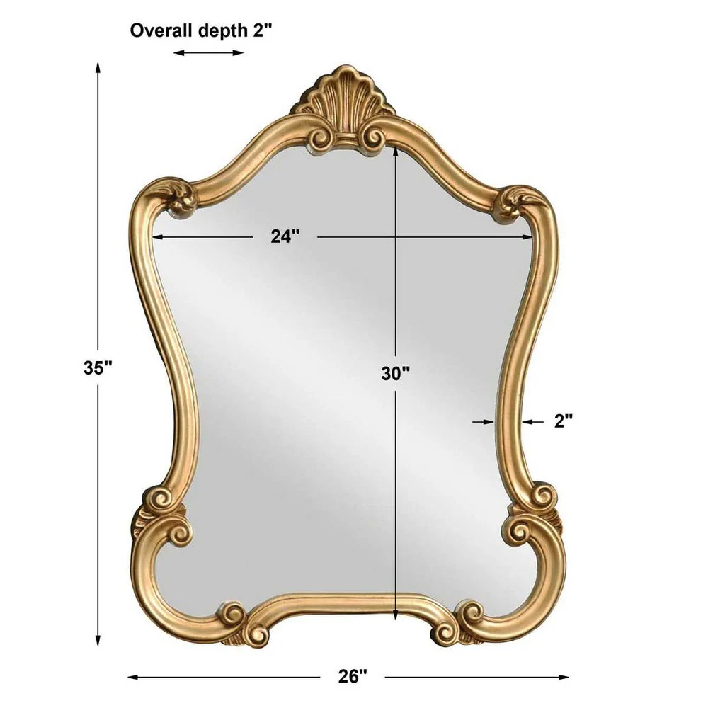 Casa Bella Living Traditional Lightly Distressed Gold Framed Mirror - Image 4