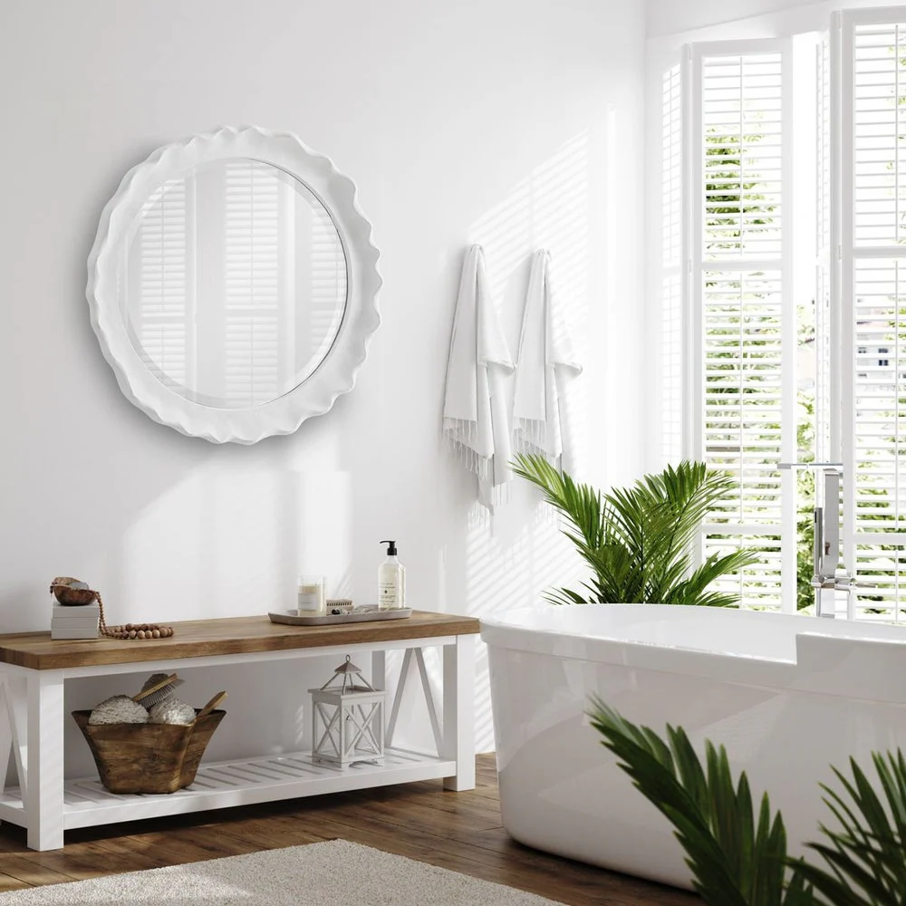 Casa Bella Living Coastal White Coral Matte White Finished Mirror