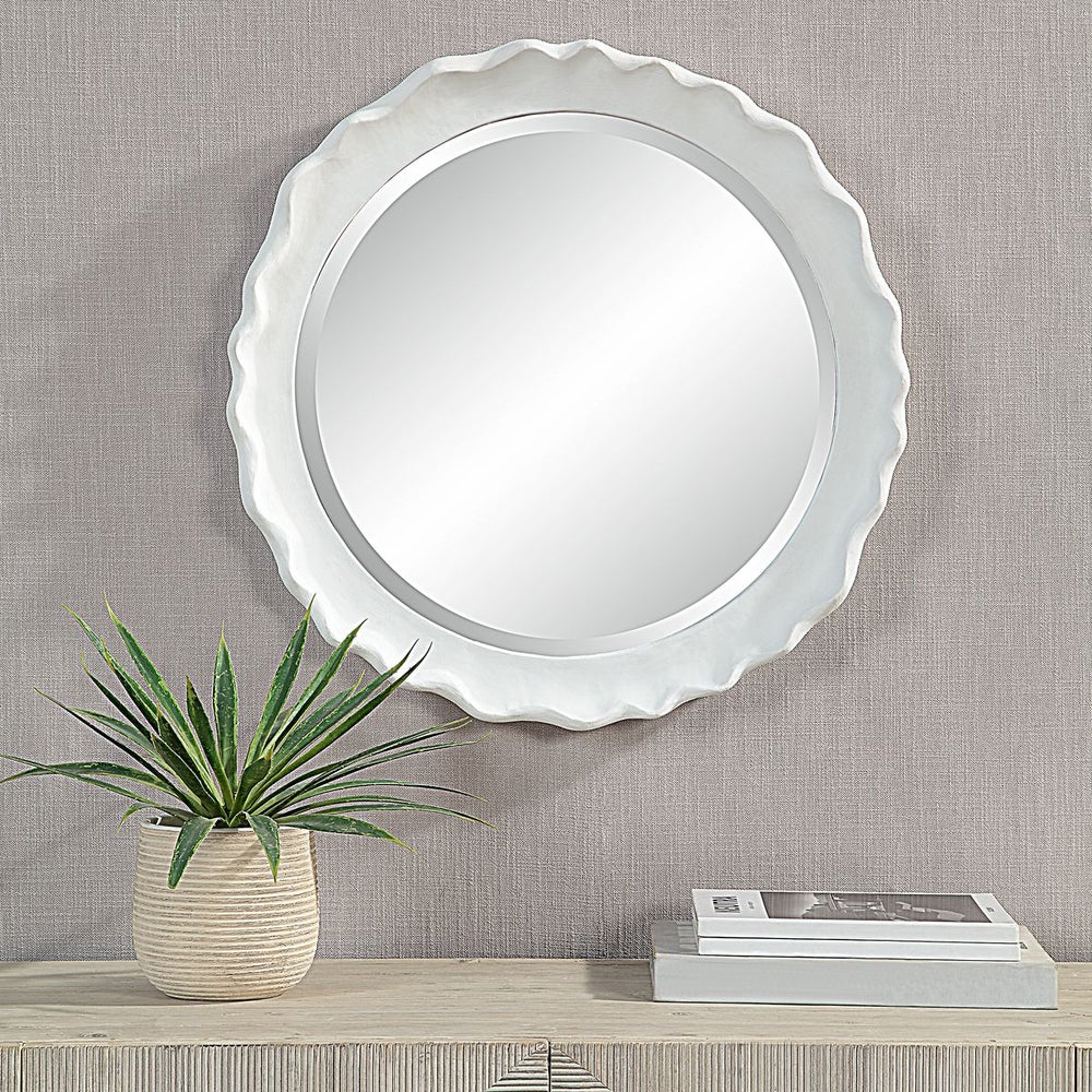 Casa Bella Living Coastal White Coral Matte White Finished Mirror - Image 2