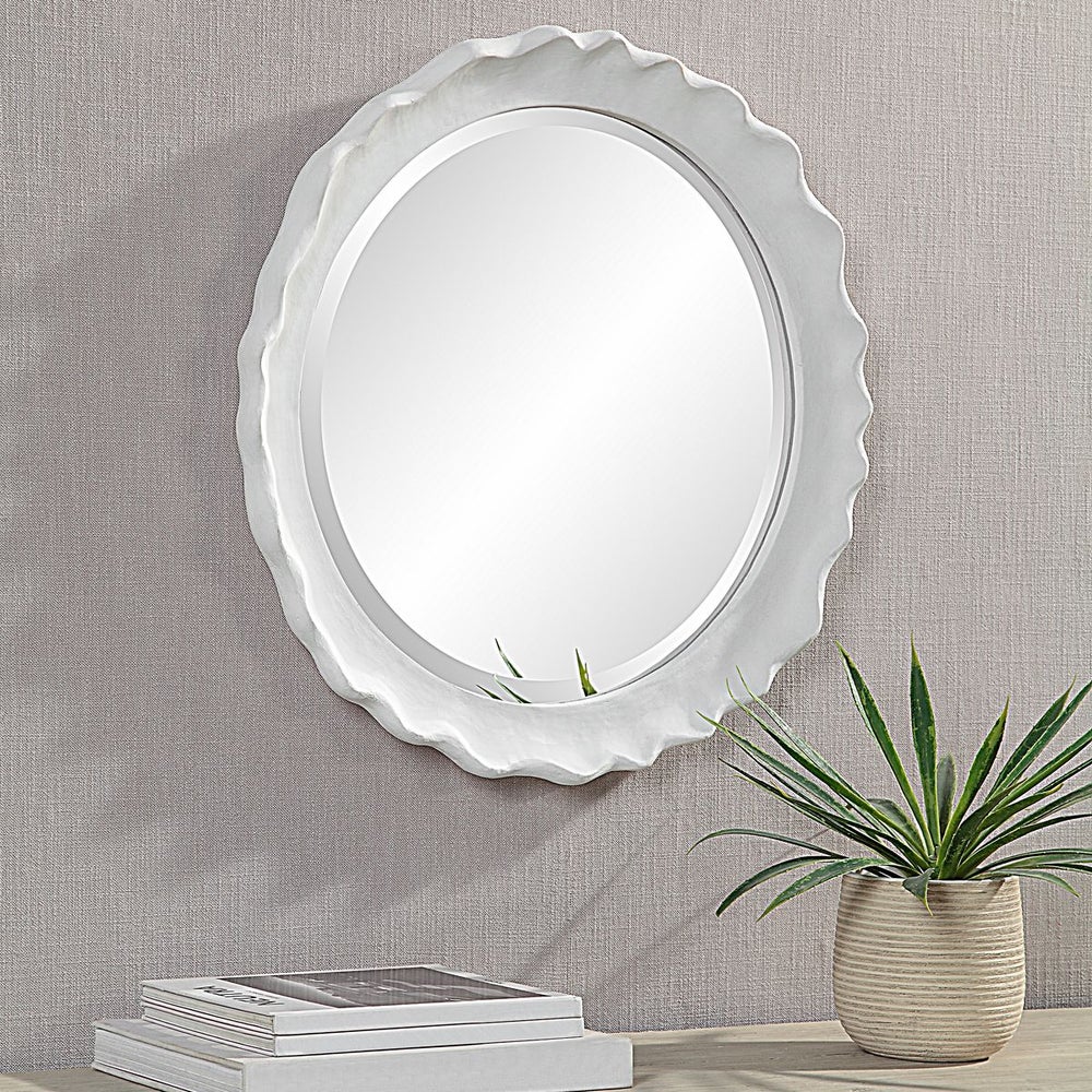 Casa Bella Living Coastal White Coral Matte White Finished Mirror - Image 3