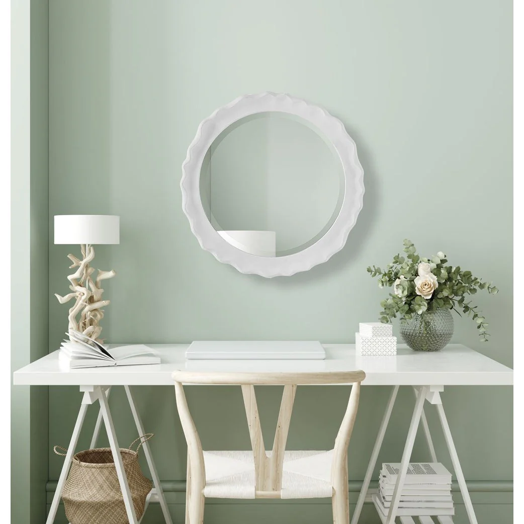 Casa Bella Living Coastal White Coral Matte White Finished Mirror - Image 4
