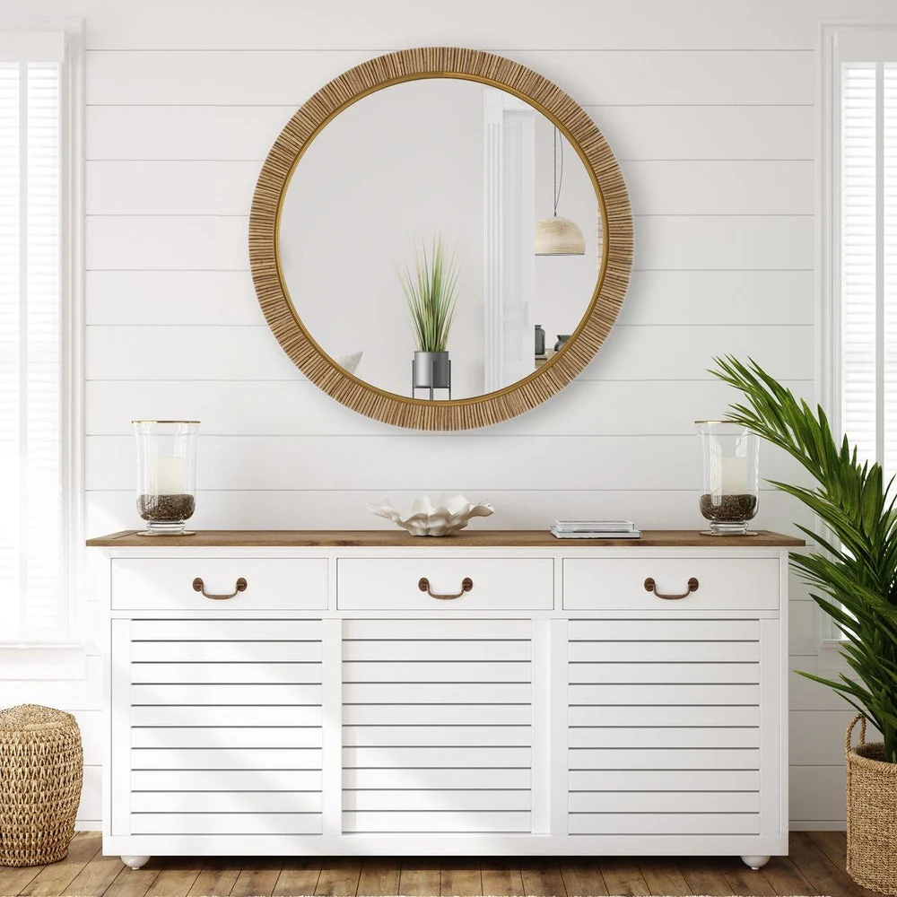 Casa Bella Living Relaxing Round Rattan Look Alike Mirror