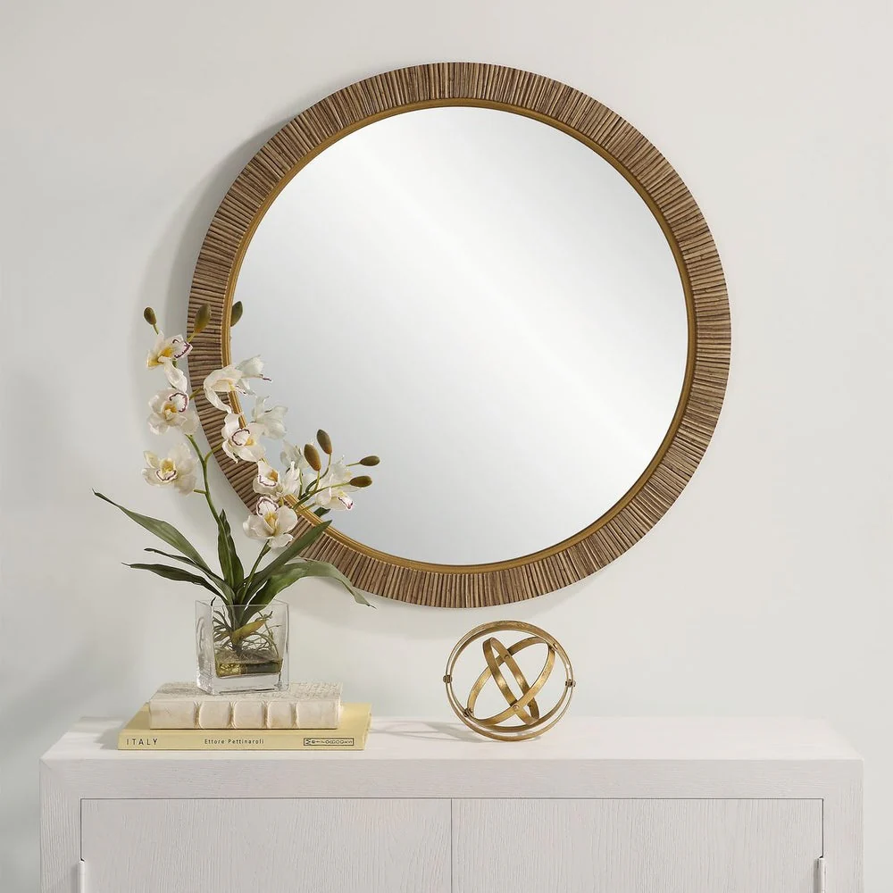 Casa Bella Living Relaxing Round Rattan Look Alike Mirror - Image 2
