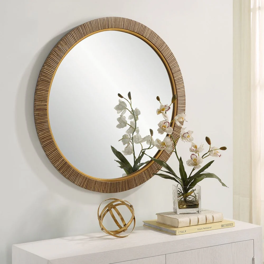 Casa Bella Living Relaxing Round Rattan Look Alike Mirror - Image 3