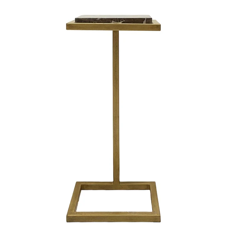 Casa Bella Living Iron Framed Antique Gold With Brown Marble Martini Table - Image 3