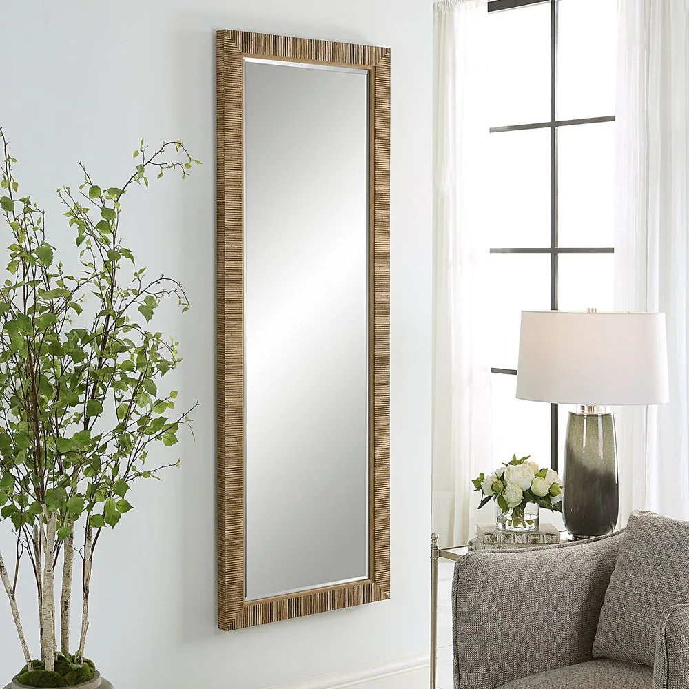 Casa Bella Living Coastal Rattan Framed Dressing Mirror - Image 3
