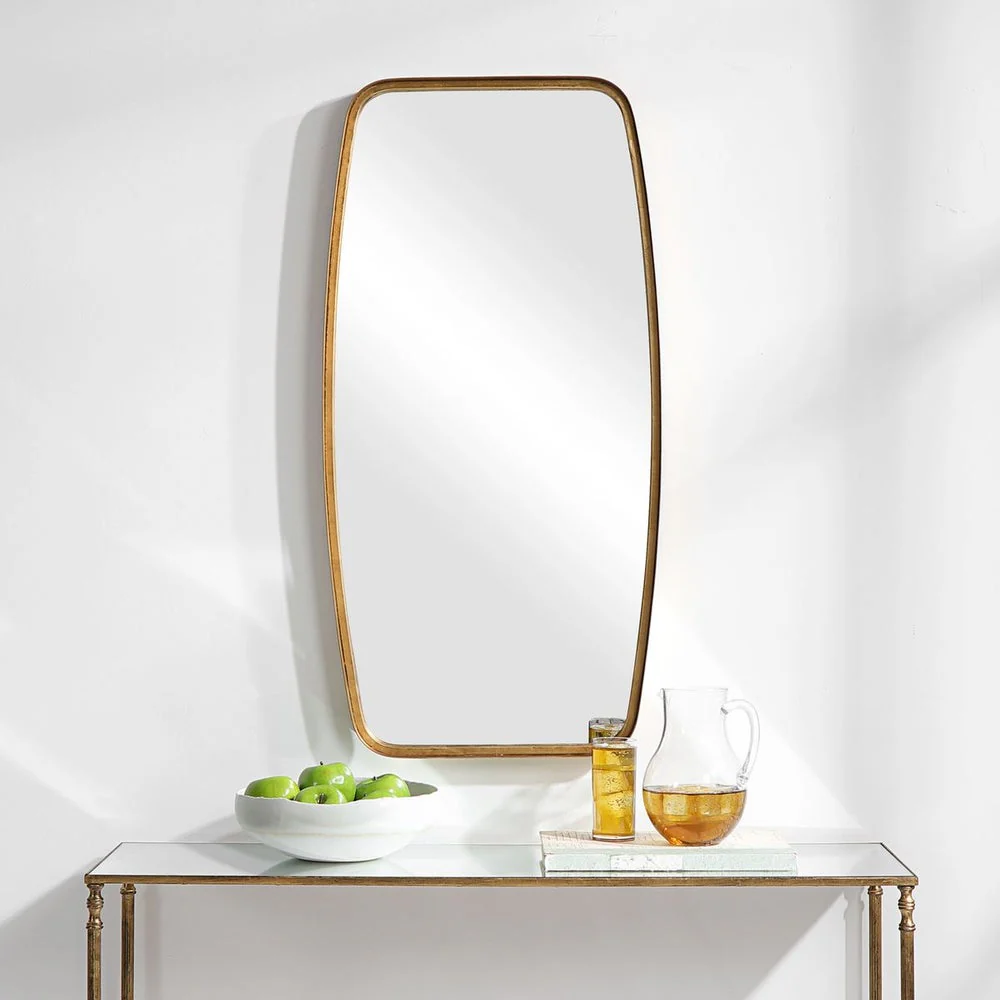 Casa Bella Living Thick Gold Leaf Metal Band Framed Mirror