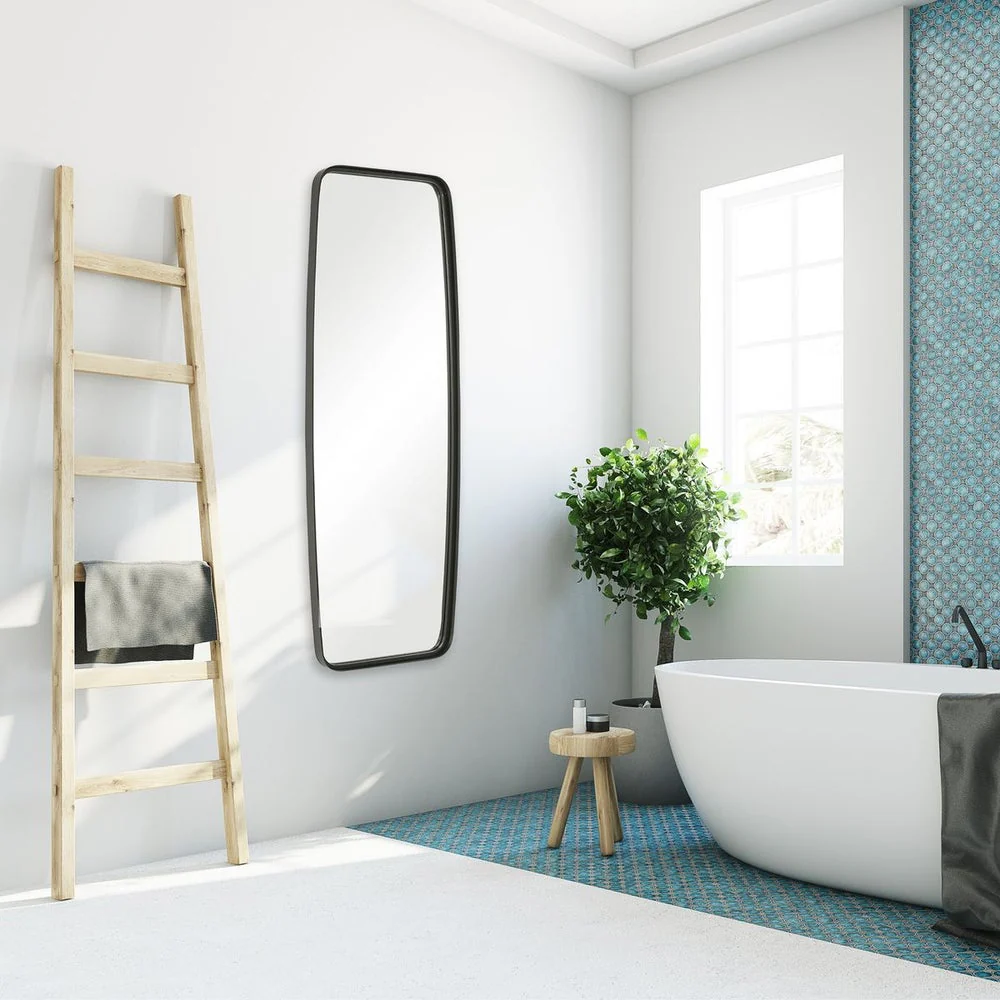 Casa Bella Living Rounded Corners Matte Black Metal Tubing Mirror - Image 4