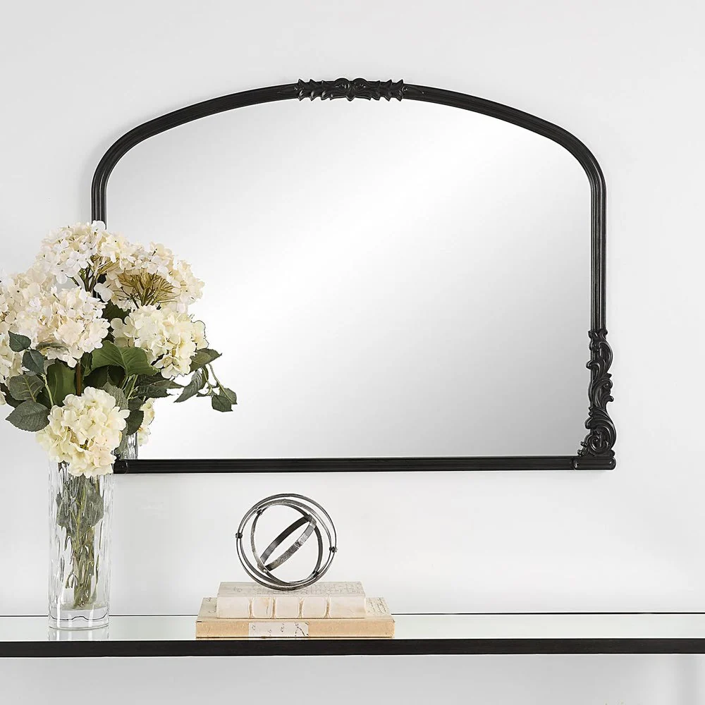 Casa Bella Living Satin Black Baroque Style Mirror