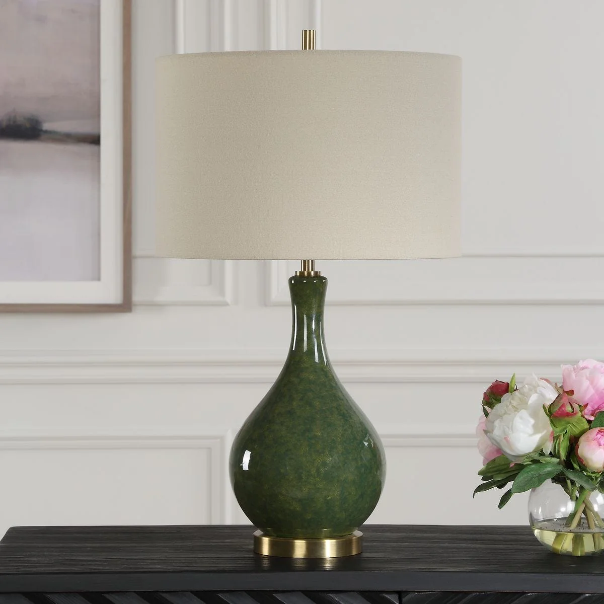 Casa Bella Living Distressed Emerald Green Glazed Ceramic Accent Lamp ~ SWEETHEART SALE ~ LIMITED QUANTITY - Image 2