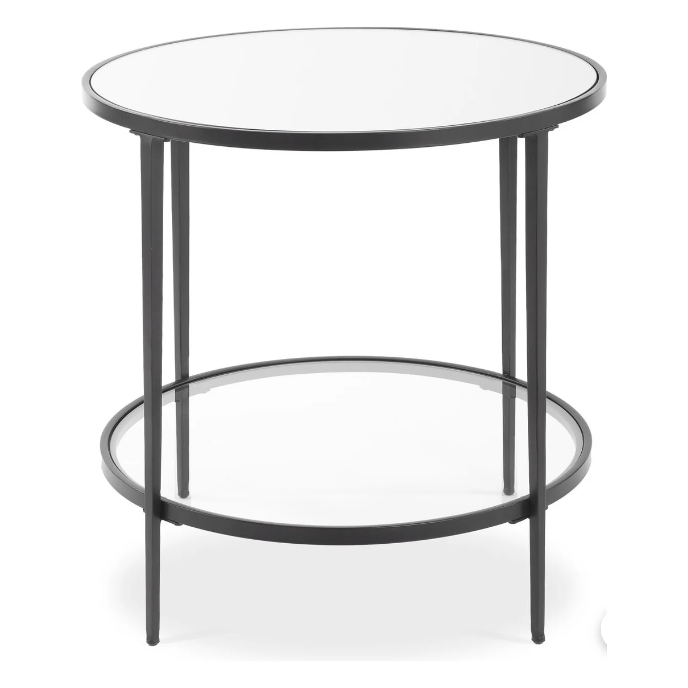 Casa Bella Living Satin Black End Table With Mirrored Glass - Image 2
