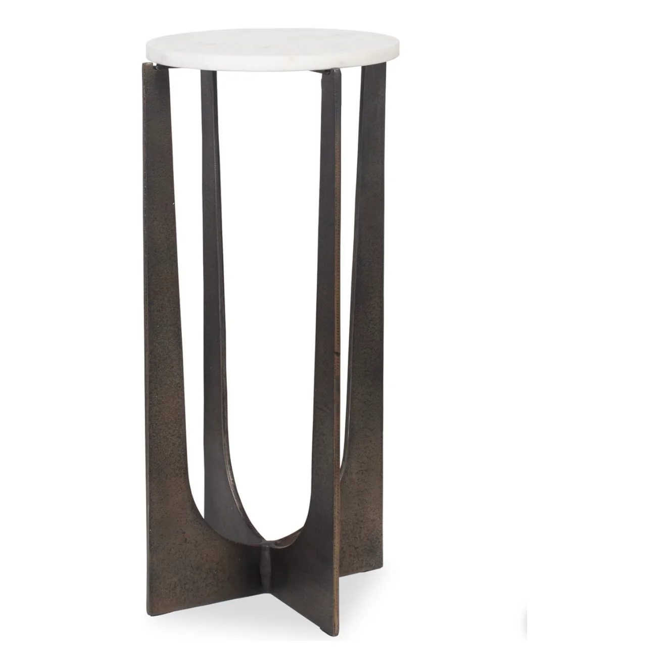 Casa Bella Living White Marble Top Brass Bronze End Table - Image 3