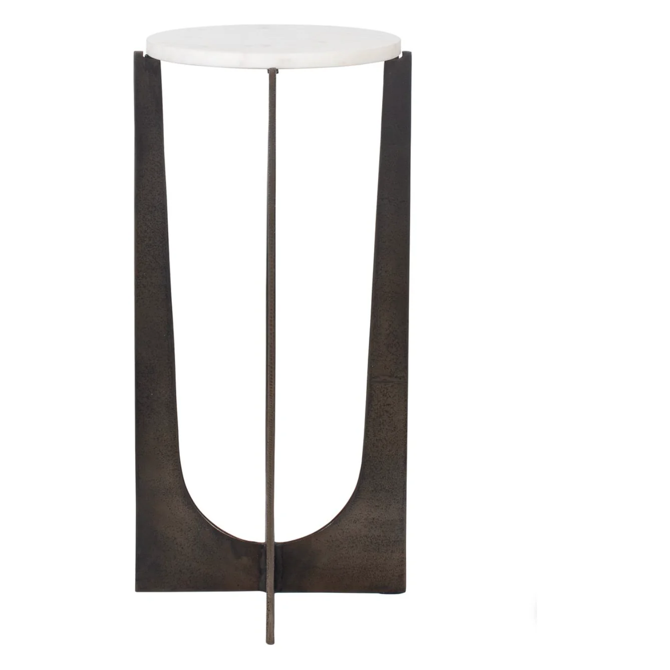 Casa Bella Living White Marble Top Brass Bronze End Table - Image 4