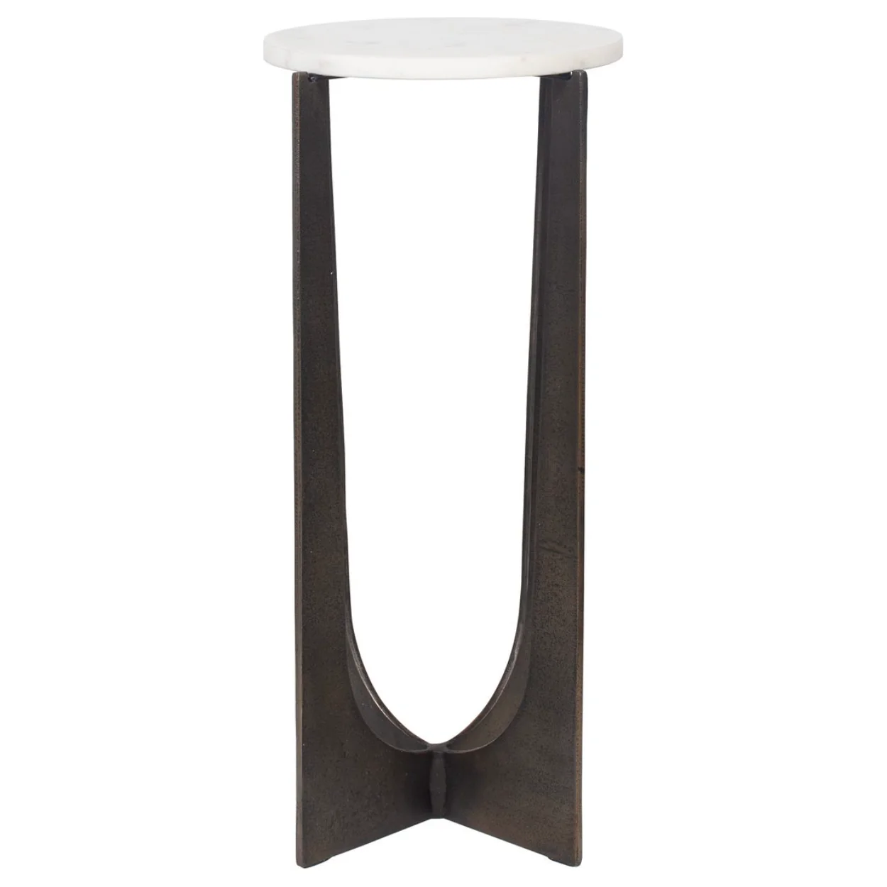 Casa Bella Living White Marble Top Brass Bronze End Table - Image 5