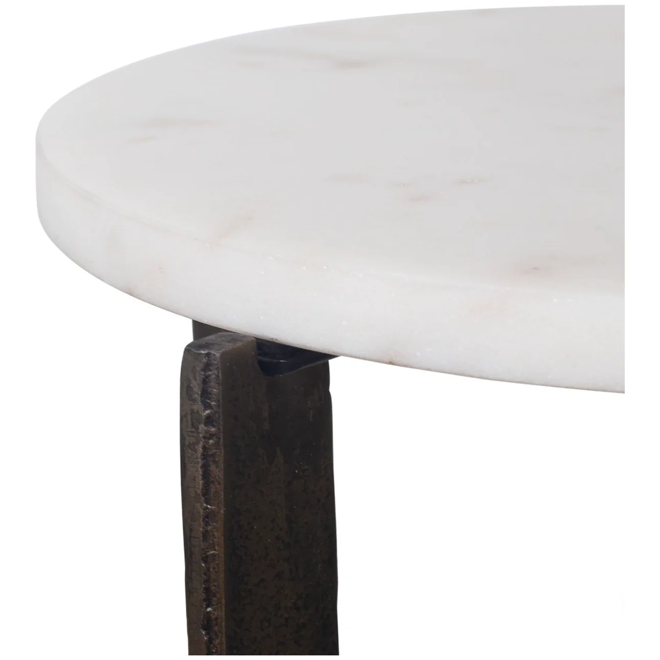 Casa Bella Living White Marble Top Brass Bronze End Table - Image 7