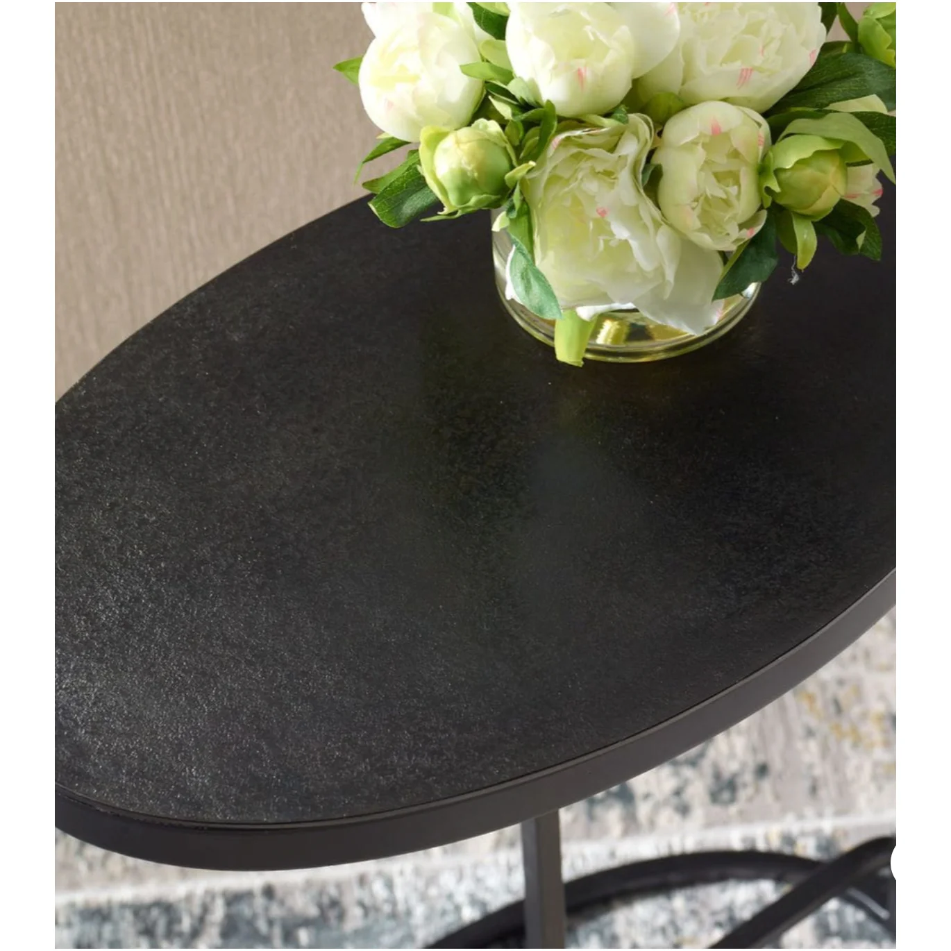 Casa Bella Living Aged Black Iron Oval Accent Table - Image 6