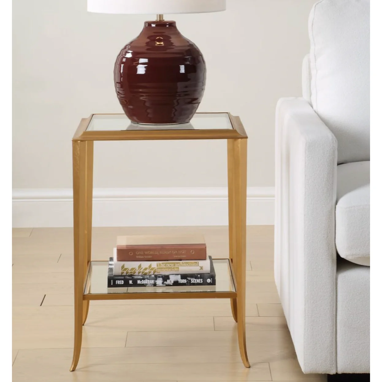 Casa Bella Living Golf Leaf With Tempered Glass Accent Table