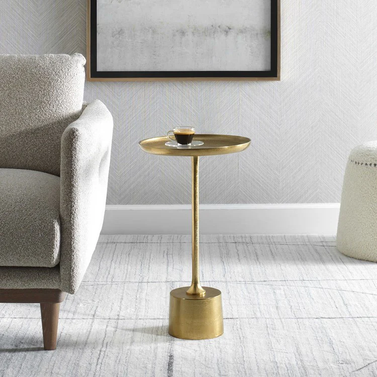 Casa Bella Living Round Antique Brass Accent Table