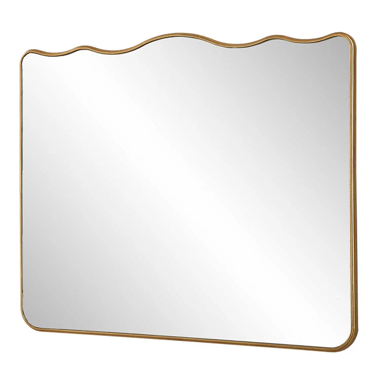 Casa Bella Living Antique Gold Wavy Top Round Edges Mirror - Image 3