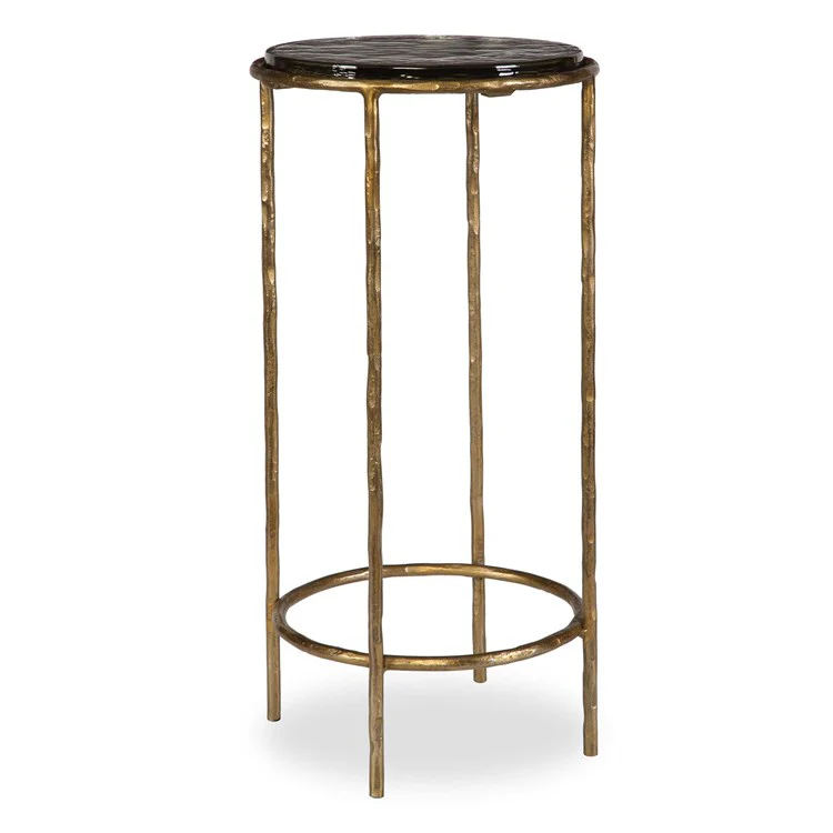 Casa Bella Living Recycled Glass Antique Gold Iron Accent Table - Image 2